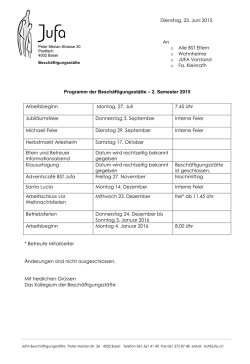 Programm der Beschäftigungsstätte – 2. Semester 2015 * Betreute