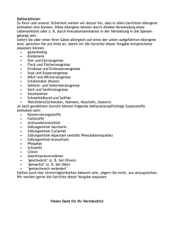 Deklarationen Zu Ihrer und unserer Sicherheit weisen wir darauf hin