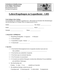 Lehrerfragebogen zu LRS oder Legasthenie