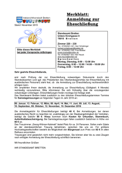 Merkblatt 2016 für Eheschließende