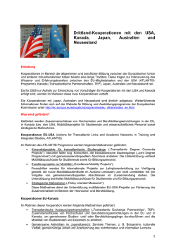 Drittland-Kooperationen mit den USA, Kanada, Japan, Australien