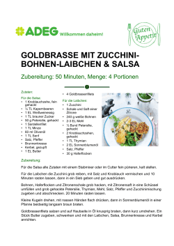 goldbrasse mit zucchini- bohnen-laibchen & salsa