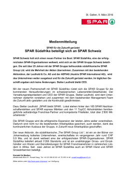 Medienmitteilung SPAR Südafrika beteiligt sich an SPAR Schweiz