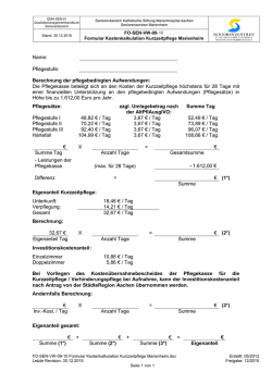 Formular Kostenkalkulation Kurzzeitpflege Seniorenzentrum