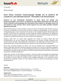Durch Verium vertretene Investorengruppe beteiligt sich an basefit