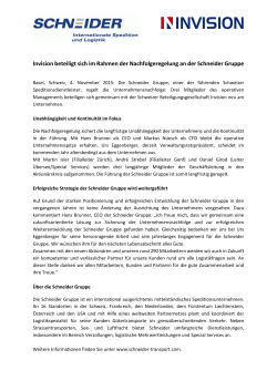 Invision beteiligt sich im Rahmen der Nachfolgeregelung an