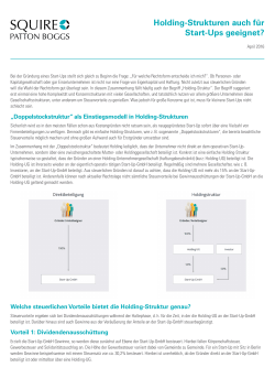 Holding-Strukturen auch f&uuml;r Start-Ups geeignet?