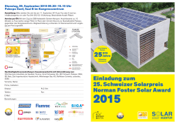 Einladung zum 25. Schweizer Solarpreis Norman Foster Solar Award