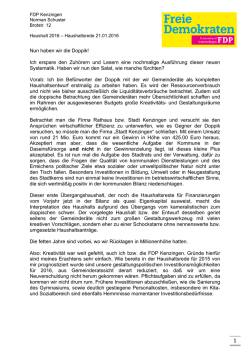 Haushaltsrede 2016 der FDP von Norman Schuster