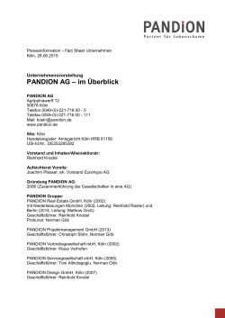 Unternehmensvorstellung PANDION AG – im Überblick 26.06.2015