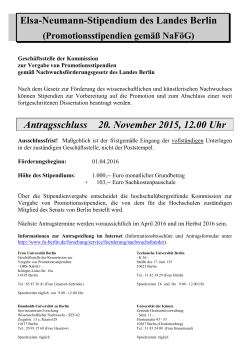 Elsa-Neumann-Stipendium des Landes Berlin Antragsschluss 20