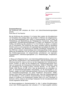 Projektbeschreibung - Erziehungsdirektion des Kantons Bern