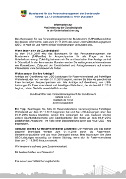 Information zur Ver&auml;nderung der Zust&auml;ndigkeit in der