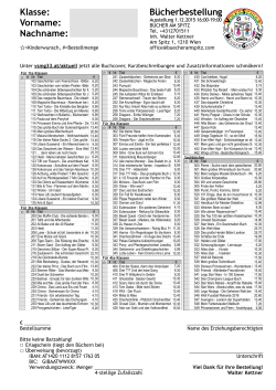Klasse: Vorname: Nachname: Bücherbestellung