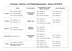 Trainings-, Kabinen- und Platzbelegungsplan