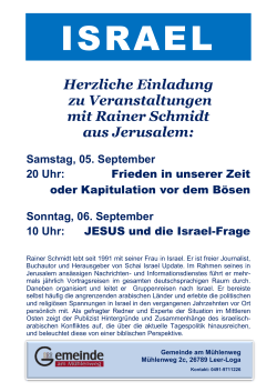 Herzliche Einladung zu Veranstaltungen mit Rainer Schmidt aus