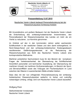 Pressemitteilung 13.07.2015 Nautischer Verein Lübeck bedauert