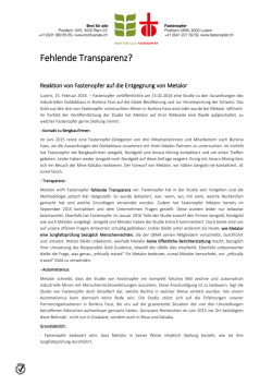 Fehlende Transparenz?