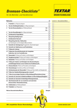 Bremsen-Checkliste - Textar Professional
