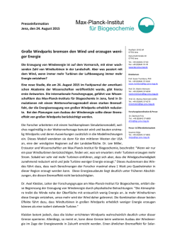 Gro&szlig;e Windparks bremsen den Wind und erzeugen weni