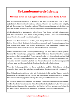 Offener Brief an Amtsgerichtsdirektorin Jutta Kretz