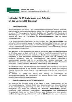 Leitfaden für Erfinderinnen und Erfinder an der Universität Bielefeld