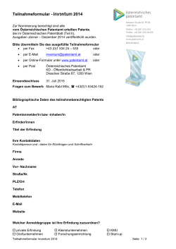 Teilnahmeformular - 2014 - Das Österreichische Patentamt