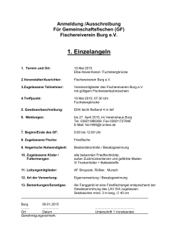 Anmeldung /Ausschreibung Für Gemeinschaftsfischen (GF)