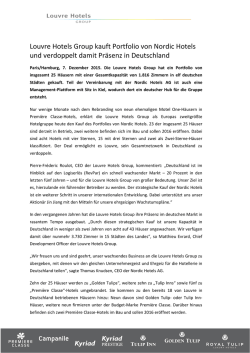 Louvre Hotels Group kauft Portfolio von Nordic Hotels und