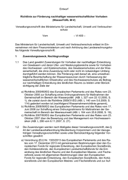 Entwurf Richtlinie zur Förderung nachhaltiger wasserwirtschaftlicher
