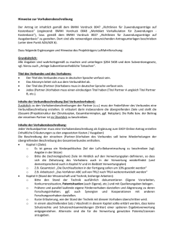 Hinweise zur Vorhabensbeschreibung