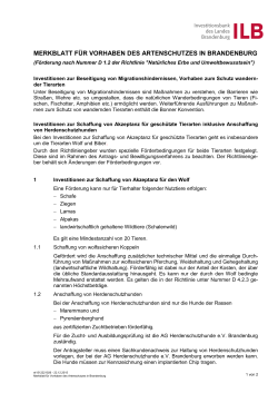 Merkblatt für Vorhaben des Artenschutzes in Brandenburg