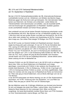 IBL U14 und U16 Vierkampf-Meisterschaften am 19. September in