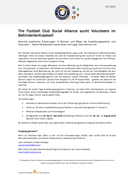 The Football Club Social Alliance sucht Volunteers im
