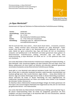 In Opas Werkstatt - Freilichtmuseum St&uuml;bing