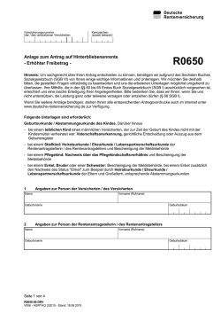 Anlage zum Antrag auf Hinterbliebenenrente