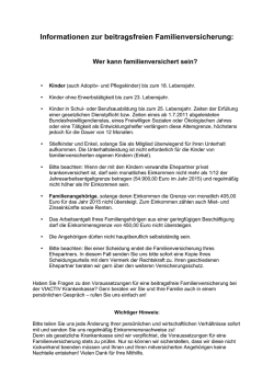 Informationen zur beitragsfreien Familienversicherung