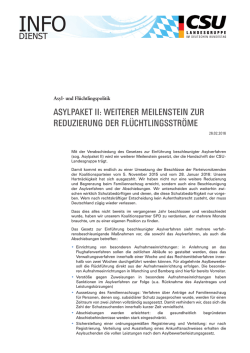 ASYLPAKET II: WEITERER MEILENSTEIN ZUR REDUZIERUNG