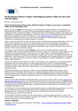 EU-Kommissar Mimica in Niger: Ankündigung weiterer