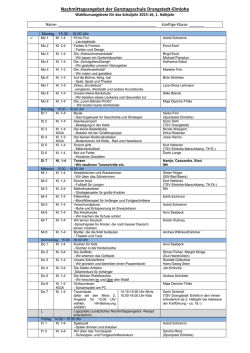 Nachmittagsangebote ab September 2015