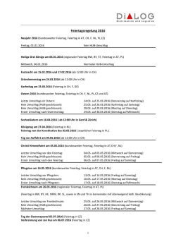 Feiertagsregelung 2016