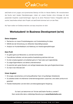 Werkstudent/in Business Development (w/m)