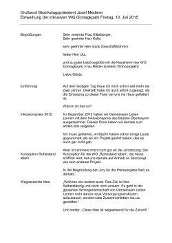 Gru&szlig;wort Bezirkstagspr&auml;sident Josef Mederer