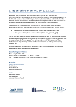 1. Tag der Lehre an der FAU am 11.12.2015