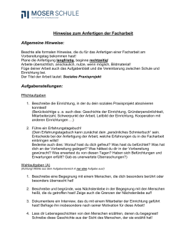 Hinweise zur Anfertigen der Facharbeit