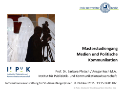 Präsentation zum Masterstudiengang Medien und Politische