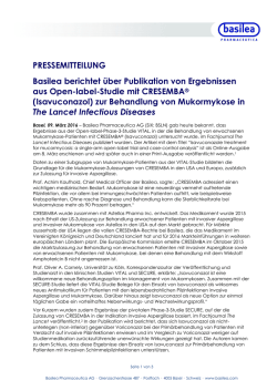 PRESSEMITTEILUNG Basilea berichtet über Publikation von