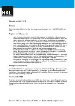 Jahresbericht 2014 / 2015 Zeitraum Dieser Jahresbericht berichtet