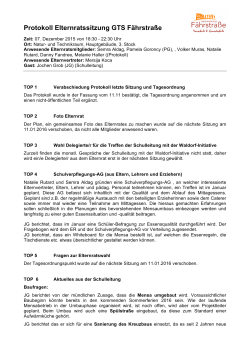 Protokoll Elternratssitzung GTS Fährstraße