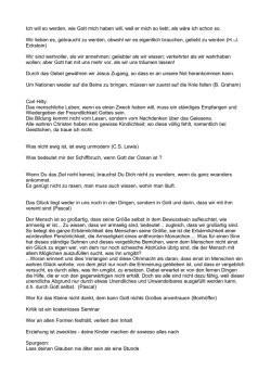 Ich will so werden, wie Gott mich haben will, weil er mich so liebt, als